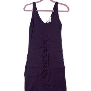Marste Purple Womens 8 10 Medium Dress Ruched front Sleeveless Body Skimming